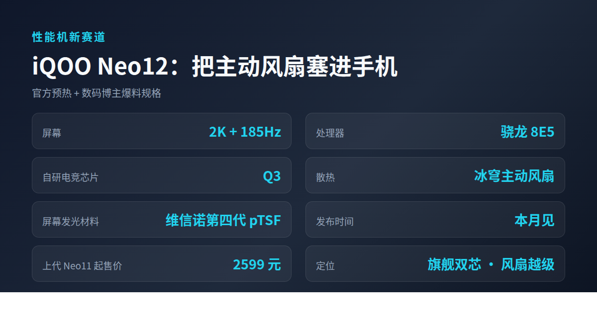 iQOO Neo12要把风扇塞进手机,性能机的散热焦虑藏不住了(图3) iQOO Neo12要把风扇塞进手机,性能机的散热焦虑藏不住了(图3)