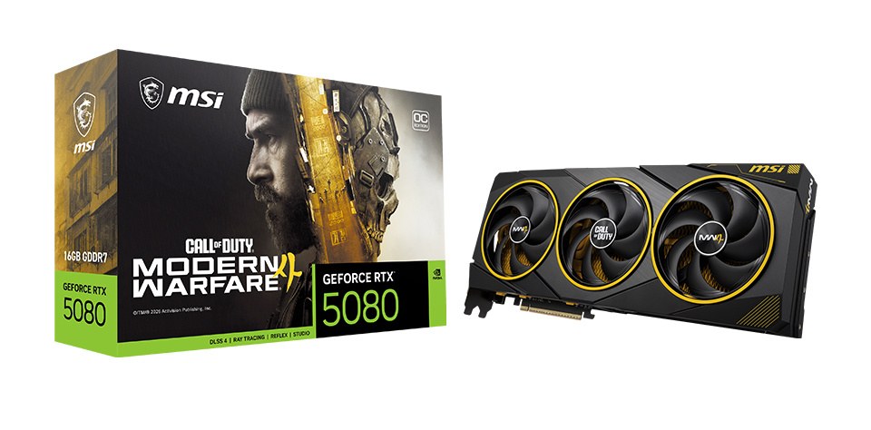 微星把整块RTX 5080的散热都染成黄色,说是联名《现代战争4》(图1) 微星把整块RTX 5080的散热都染成黄色,说是联名《现代战争4》(图1)